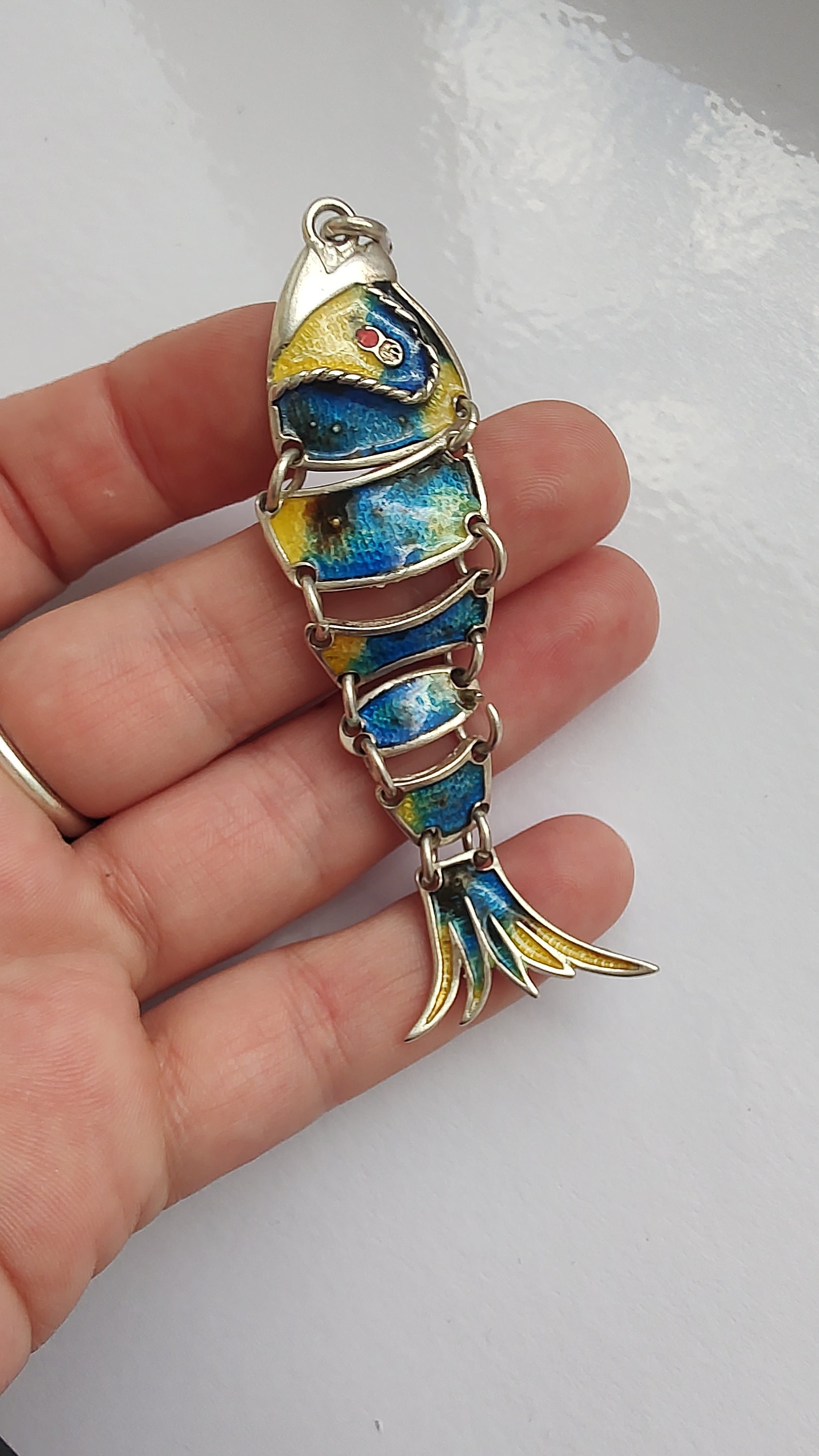 ヴィンテージ エナメル/七宝の大きな熱帯魚/フィッシュのチャーム ヴィンテージ エナメル/七宝の大きな熱帯魚/フィッシュのチャーム
