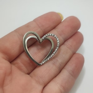 Vintage Hallmarked 925 heart, sterling silver double heart pendant