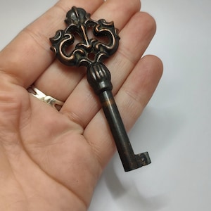Antique French solid brass ornate cabinet key,collectable key,pendant brass key with no 25