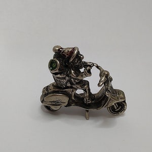 Vintage 800 Silver Miniature Santa Clos on Scooter