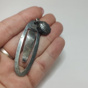 Signed 925 silver bookmark,  sterling silver bookmark with ladybug