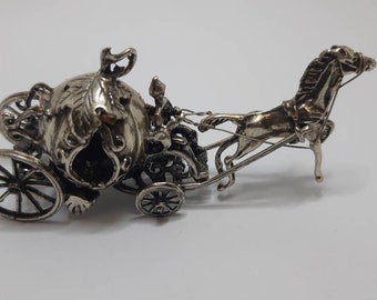 純銀製シンデレラかぼちゃ馬車ミニチュア、スターリングシルバーの馬車 純銀製シンデレラかぼちゃ馬車ミニチュア、スターリングシルバーの馬車
