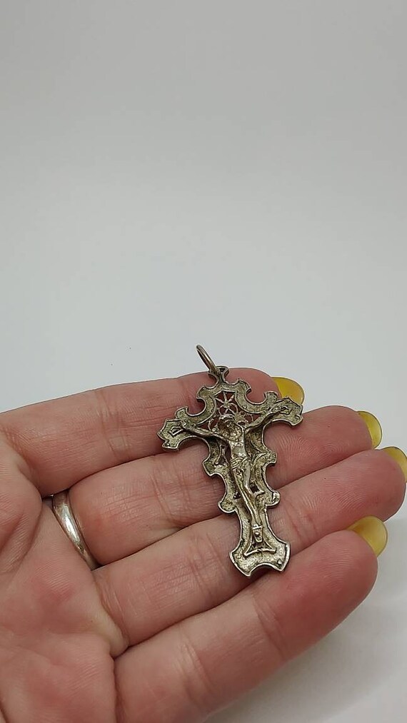 Antique Jesus cross sterling silver pendant,Antique S… Gem