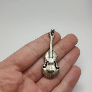 Antike italienische gestempelte silberne Geigenminiatur, Geige aus Sterlingsilber, Musikinstrument aus Sterlingsilber