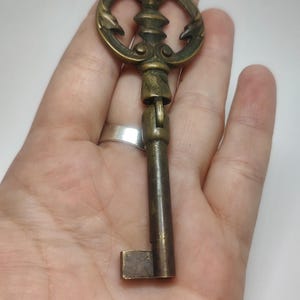 Antique brass key,collectable large key,pendant brass key