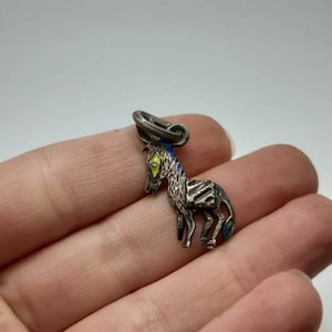 Vintage Hallmarked Silver Donkey Enameled Pendant