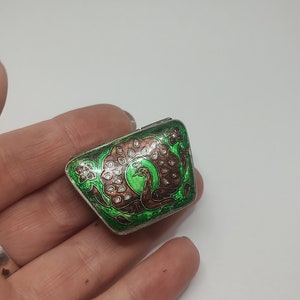Vintage Indian Pheasant cloisonne snuff  pill snuff box