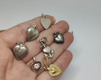 Juego de dijes colgantes de corazón de plata esterlina, lote de dijes colgantes de corazón 925