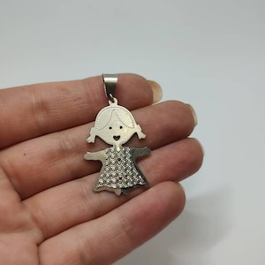 Vintage hallmarked sterling silver Girl Figure pendant