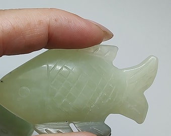 Sculpture Poisson En Jade Vert Naturel - Sculptée Main, Qualité Supérieure - 10 X 6 Pouces