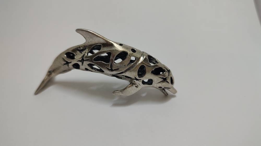Antique 800 Silver Dolphin Figurine Handcrafted Sea Life Decor