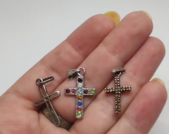 Ensemble de pendentifs croix vintage en argent sterling, breloque croix 925