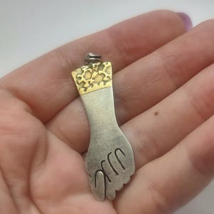 Vintage 950 Silver Figa Hand Amulet: 24k Gold Accent Pendant