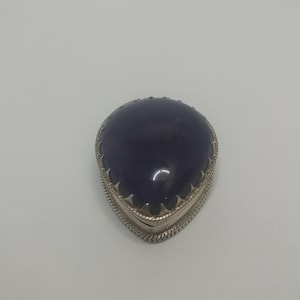 Vintage Sterling Silver Amethyst Pill Box: 925 Snuff Box