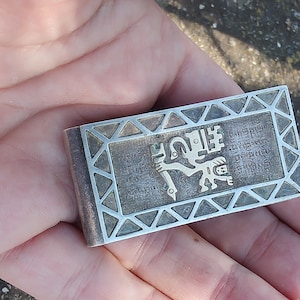 Vintage Mexican Sterling Silver Money Clip – Aztec Mayan Design