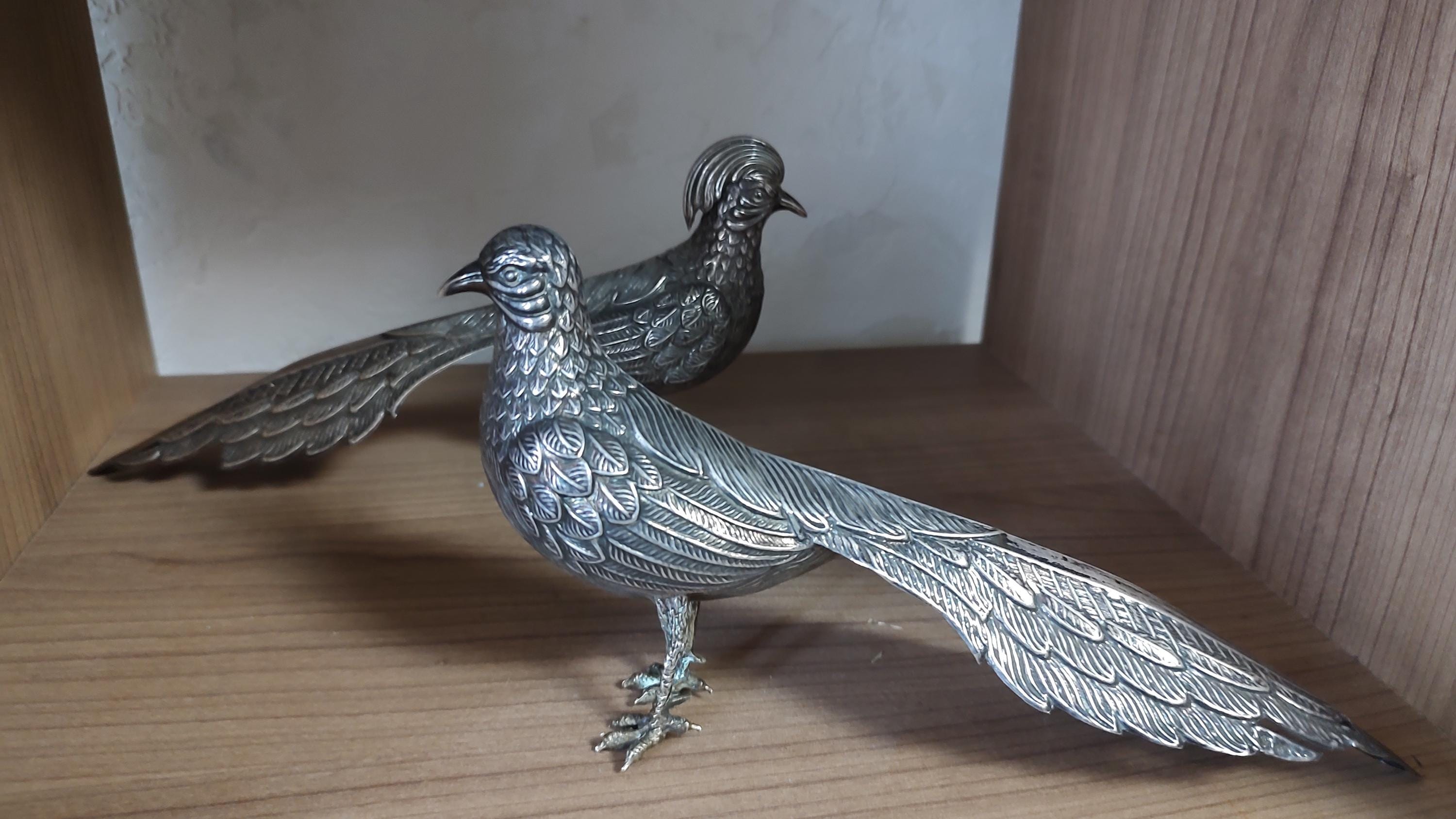 Silver peacock figurines - Etsy 日本