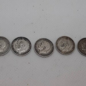 Antique Silver 3 Pence Coin Set: King George V, 1913-1919