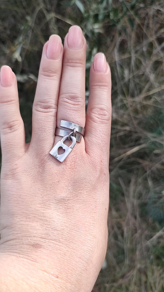 Vintage Designer Sterling Silver Locket Heart Ring,925 Ring