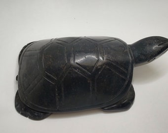 Hand Carved black Jade Turtle,Good Luck Gift,Feng Shui Decor,Carved Jade Turtle,gemstone sculpture