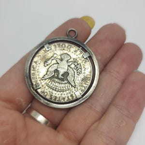1964 John F Kennedy silver half dollar coin pendant necklace