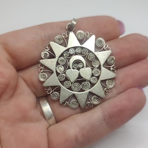 Vintage filigree heart sterling silver pendant,925 sterling heart pendant