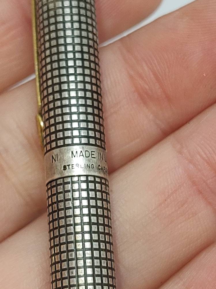 【正規取扱店】 Vintage Etsy - Pen USA in Made Barrel Cap Parker Silver Sterling 筆記具