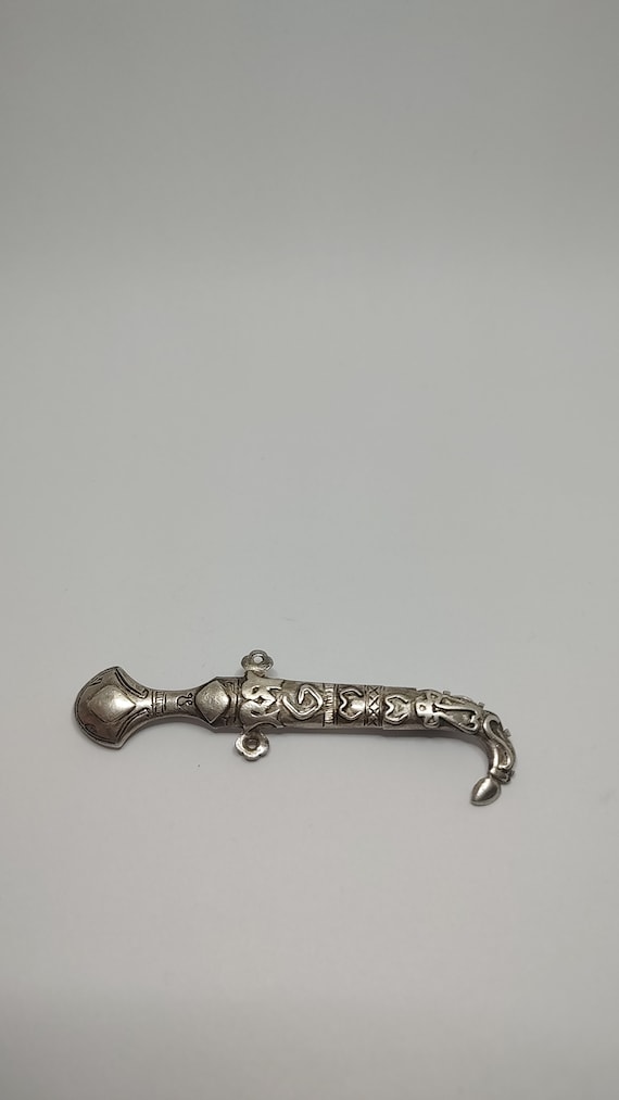 Antique  Solid Silver Dagger Sword Pin Brooch - image 3