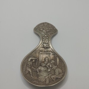 Antique 800 Silver Decorative Spoon | European Figural Silver Spoon | Jugendstil / Biedermeier Scene | 19th Century