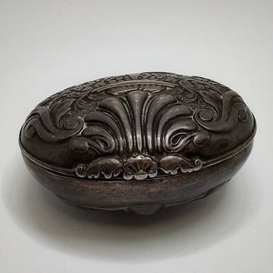Rare Antique Art Nouveau silver trinket pill Box,antique sterling silver trinket pill box case