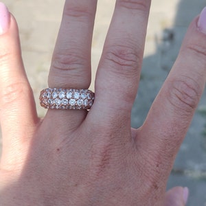 Vintage hallmarked 925 and maker marm massive band Ring decorated with rhinestones