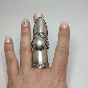 Anillo de plata de ley con armadura para los dedos, anillo inusual con sello de Hallmark 925, anillo articulado de diseño medieval
