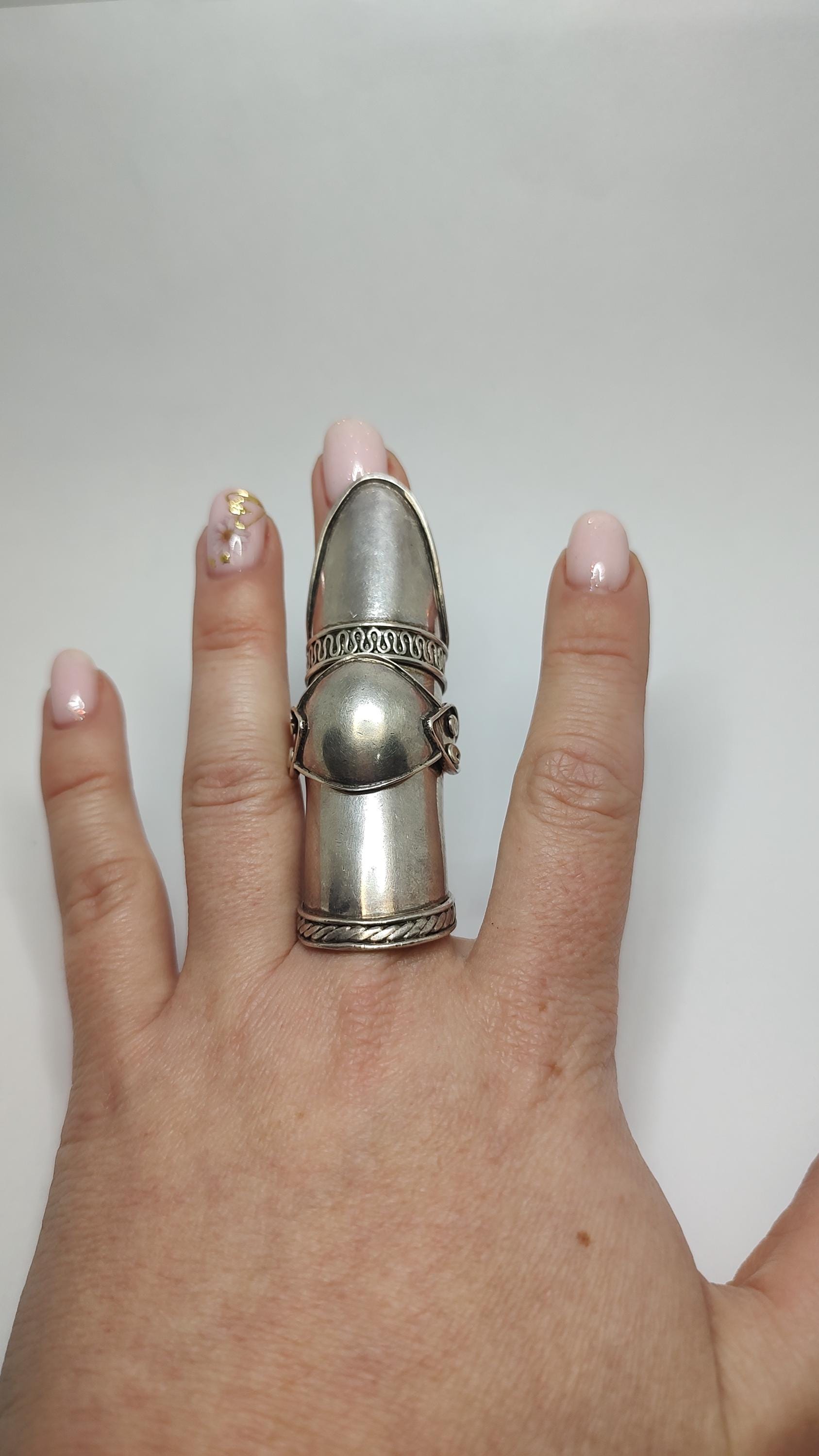 Vintage Sterling Silver Finger Armor Ring: Medieval Articulated