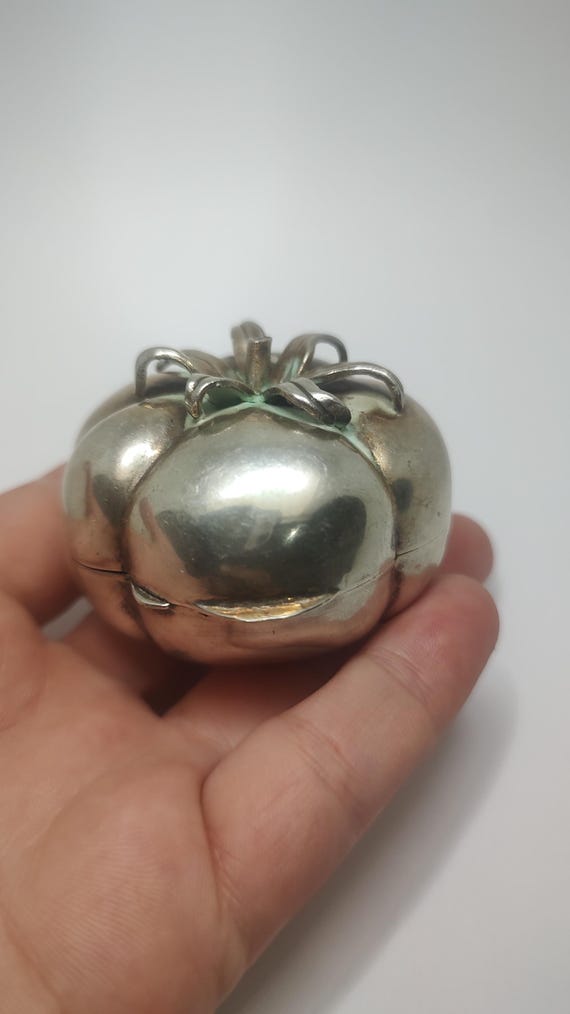 Antique Italian 800 Silver Tomato Box: Casamonti Fulvio, Gilded
