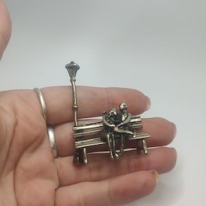 Vintage Italian 800 solid  silver lovers on a bench miniature