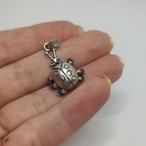 Vintage Ladybug Sterling Silver Pendant,articulated ladybug 925 pendant charm
