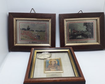 Conjunto de 3 láminas italianas vintage enmarcadas