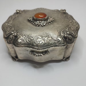 Rare Antique Art Nouveau solid silver trinket jewelry Box,Art Nouveau Sterling Silver Trinket Box, Vintage Jewelry Holder, Rare Antique box