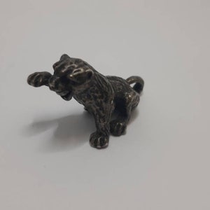Antique 800 silver roaring lion  figurine,Solid Silver Lioness miniature