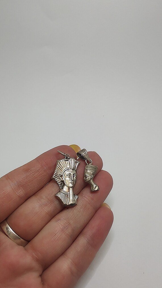 Set Vintage Egyptian solid silver Pharoah Neferti… - image 3