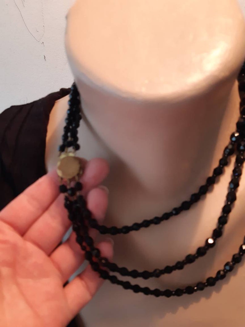 Vintage Onyx with Bronze Clasp Necklace
