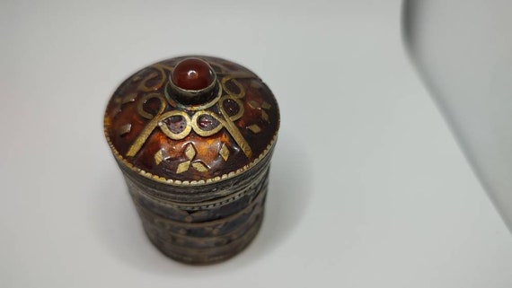 Antique Native american Solid Brass with gemstone… - image 4