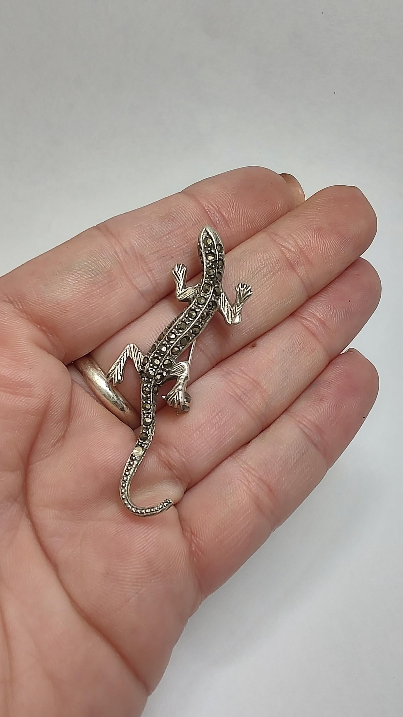 Broche ancienne allemande argent massif et marcassite de