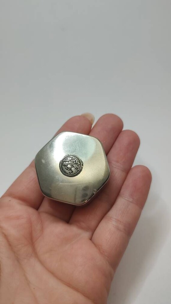 Vintage ALBO825 Snuff Pill Box アルボ825 Vintage Designer 800 Silver Pill Snuff Box,hexagonal Silver