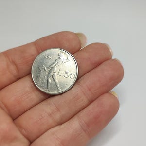 Vintage Italy 1989 50 lire coin, Italian Republic,Volcano coin,Rare coin,36years old,36th birthday, collectible coin