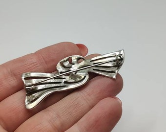 Broche Art Déco Ancienne En Argent Sterling Et Marcassites - Vintage, Poinçonnée - Parfait état