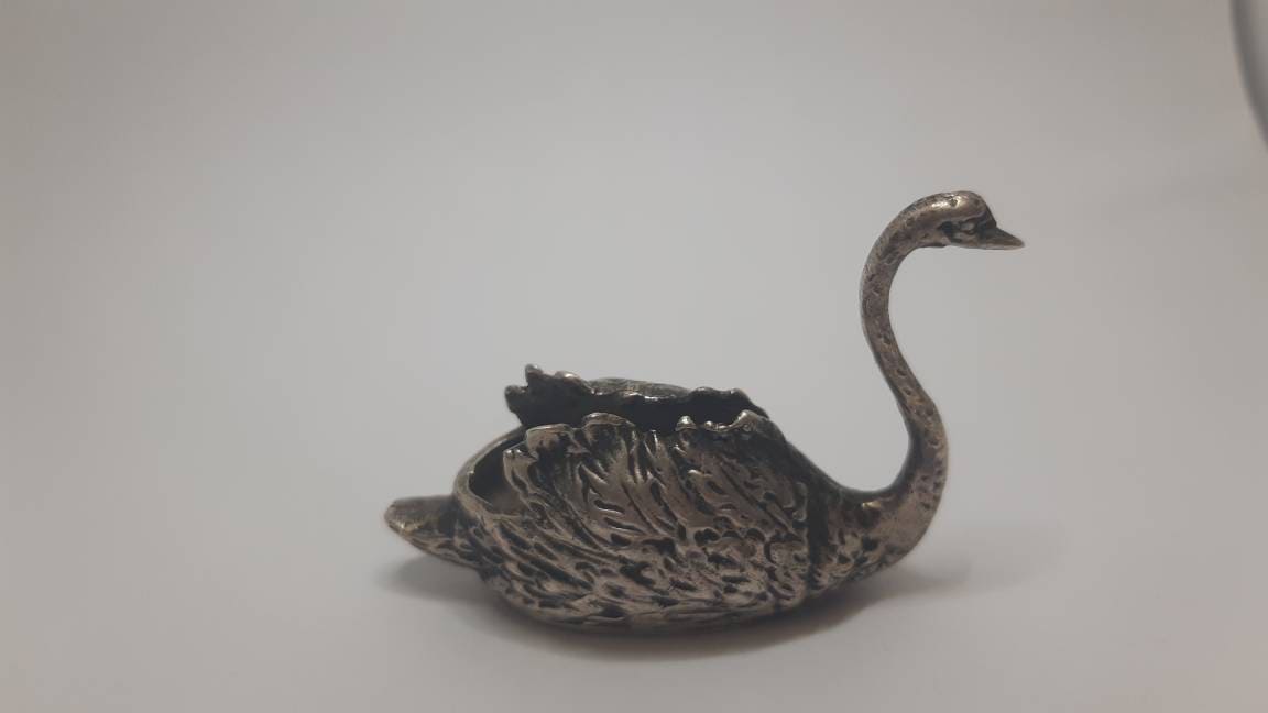 Antique 800 Silver Swan Figurine | Solid Animal Sculpture, Collectible Decor