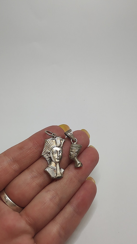 Set Vintage Egyptian solid silver Pharoah Neferti… - image 1