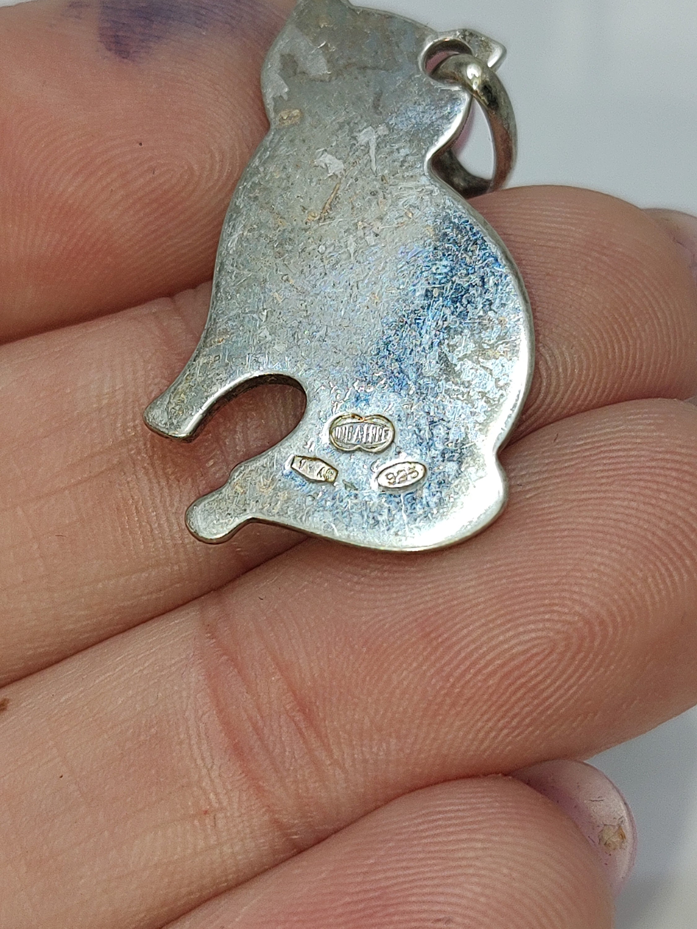 Collier Vintage Argent Sterling 925 Italie Avec 9 Breloques Chats - Rare, Occasion Très Bon état