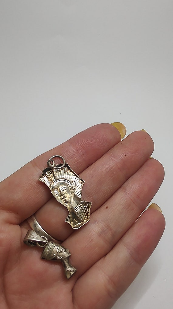 Set Vintage Egyptian solid silver Pharoah Neferti… - image 5