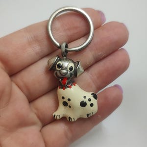Vintage sterling  silver keychain enamel dog,Sterling Silver Dog Lover Gift Idea ,Sterling Silver Keychain
